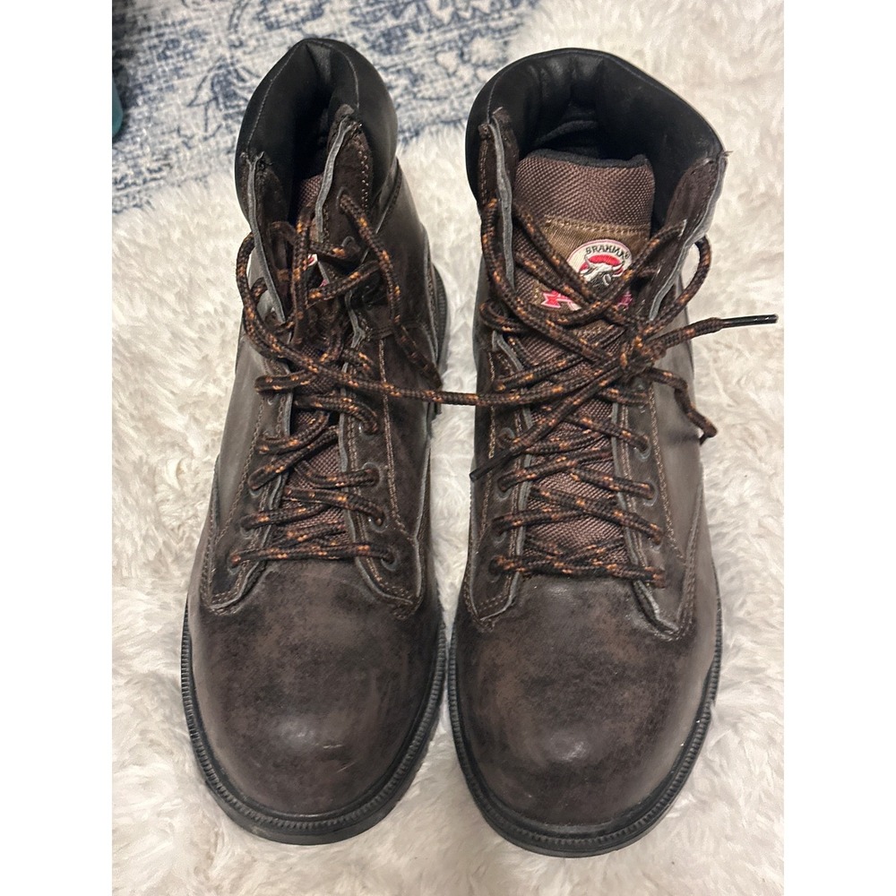 Brahma Brown Leather Work Boots Ankle Lace Up Comfortable Durable